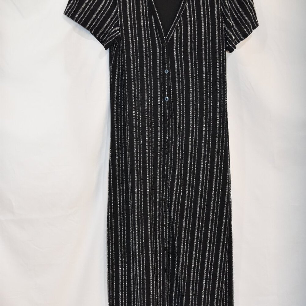 Black short sleeve maxi dress button down.